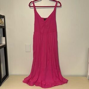 Torrid Midi Lenny Smocked Bodice Dress in Pink Glow